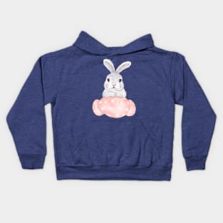 Bunny Eggs Pink Watercolor Kids Hoodie